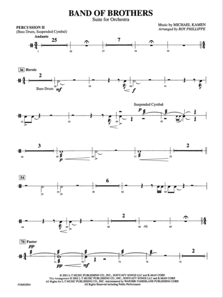 Band of Brothers: 2nd Percussion Full Orchestra scores gallery preview page 1