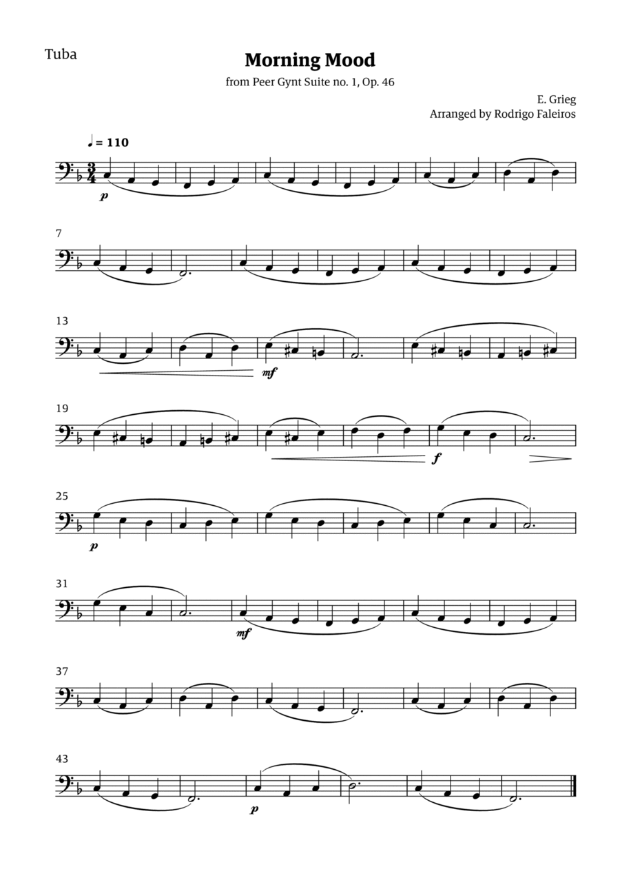 Morning Mood (solo tuba - level 2) Tuba scores gallery preview page 1
