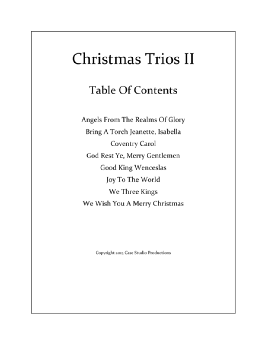 Christmas Trios II - violin, viola, cello String Trio scores gallery preview page 1