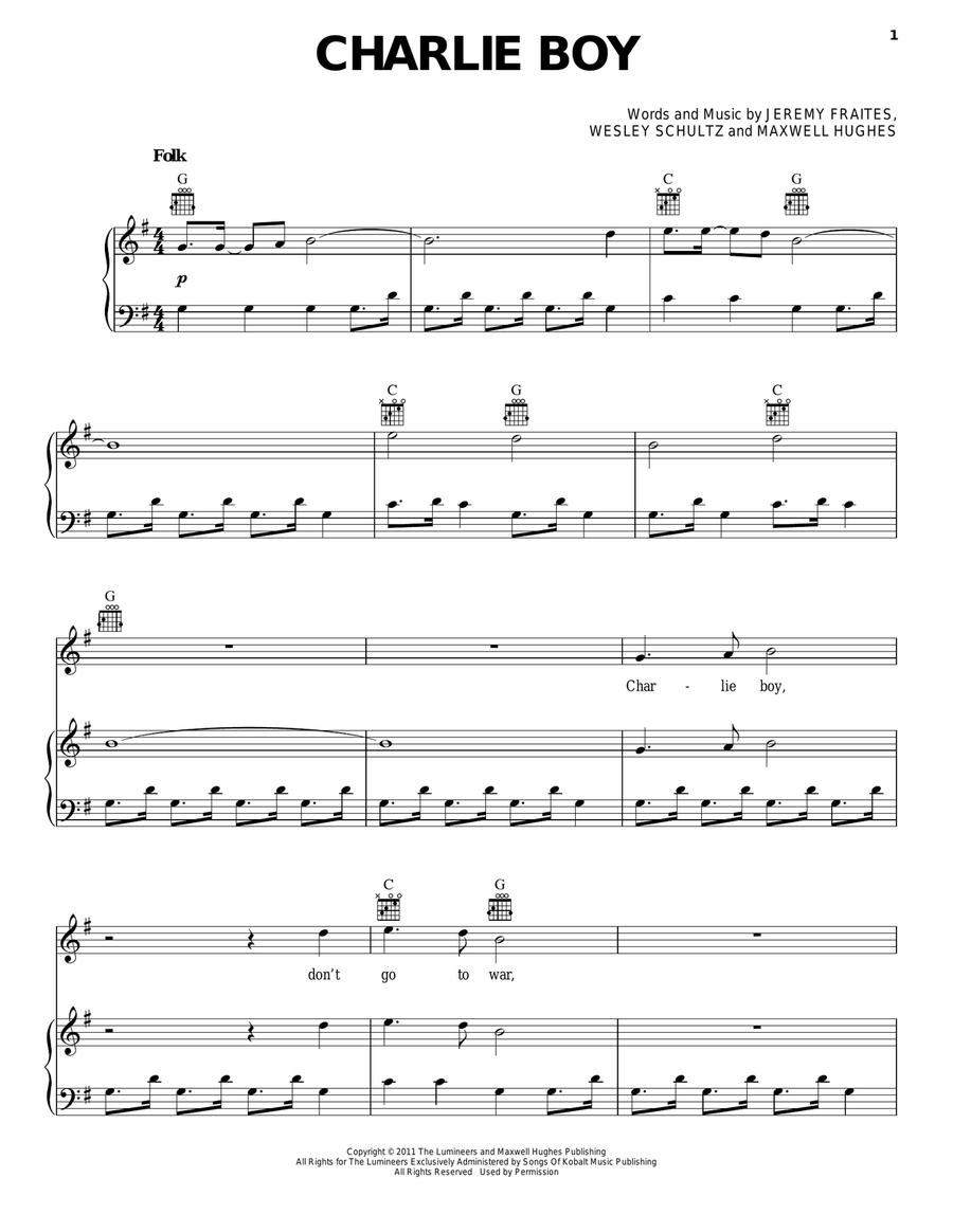 Charlie Boy Charlie Boy Piano, Vocal, Guitar scores gallery preview page 1