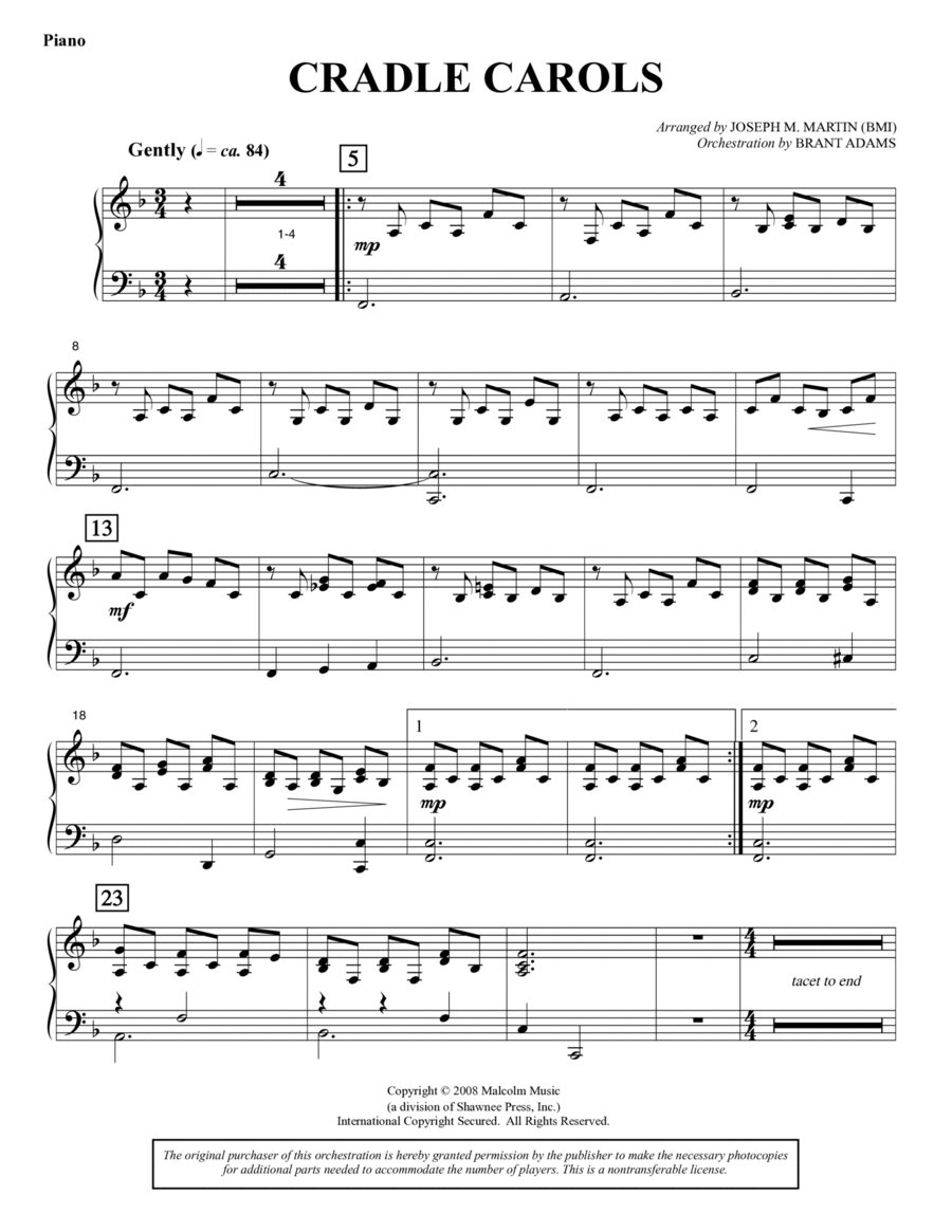 Cradle Carols (from Carols For Choir And Congregation) - Piano