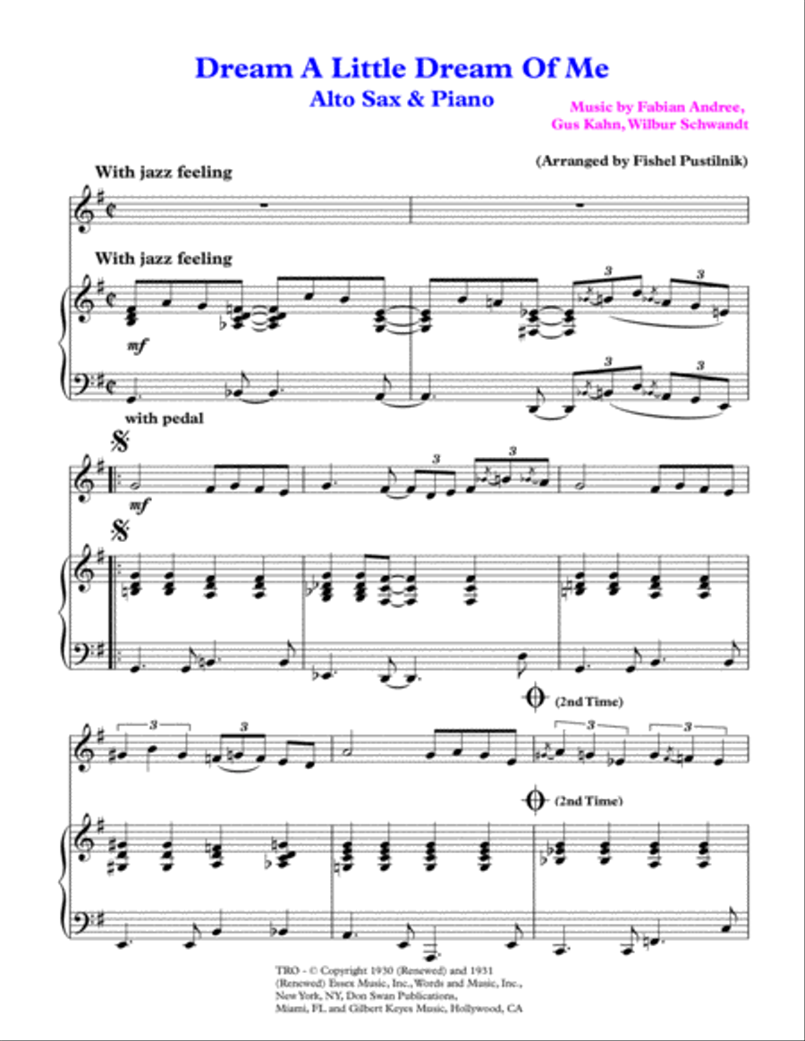 Dream A Little Dream Of Me Woodwind Duet scores gallery preview page 2