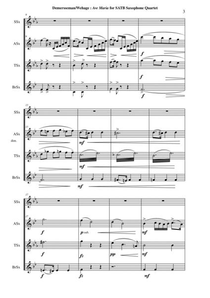 Jules DEMERSSEMAN Ave Maria for SATB Saxophone Quartet (or Voice and ATB Saxophone Trio)