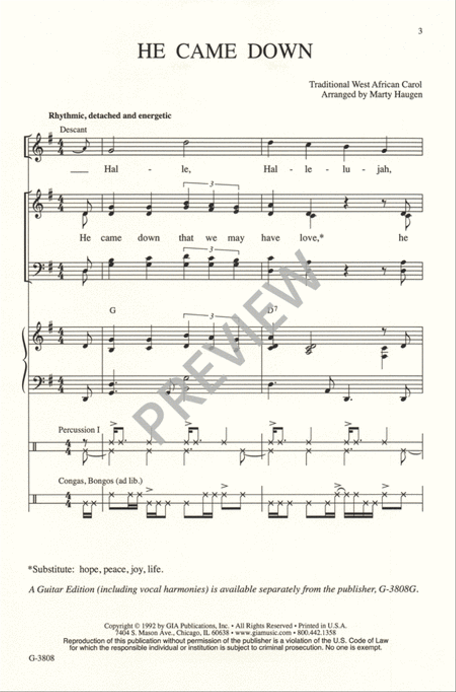 He Came Down He Came Down 4-Part scores gallery preview page 4