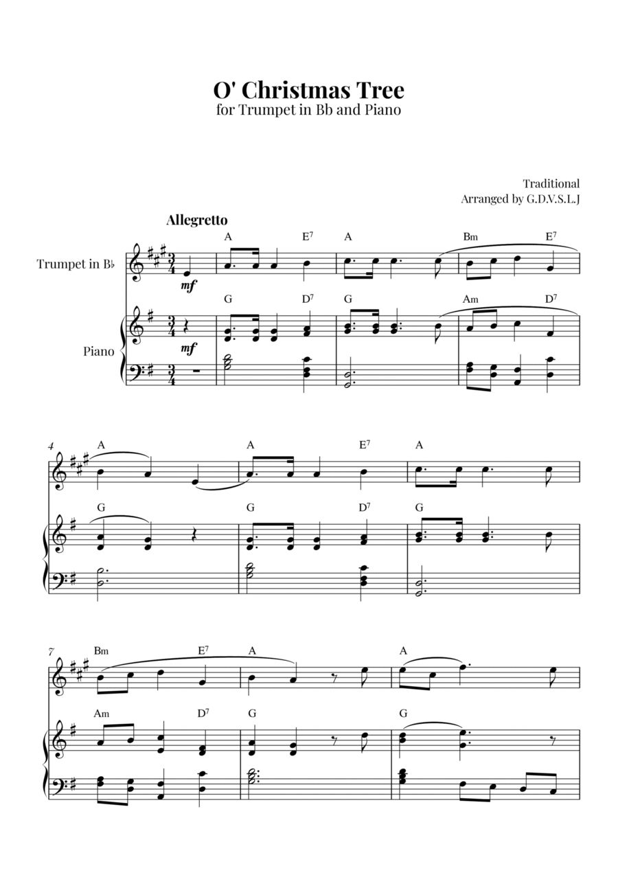 O' Christmas Tree B-Flat Trumpet scores gallery preview page 1