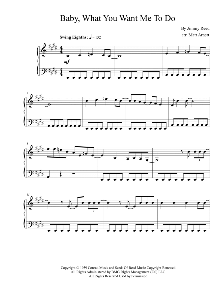 Baby, What You Want Me To Do Easy Piano scores gallery preview page 1