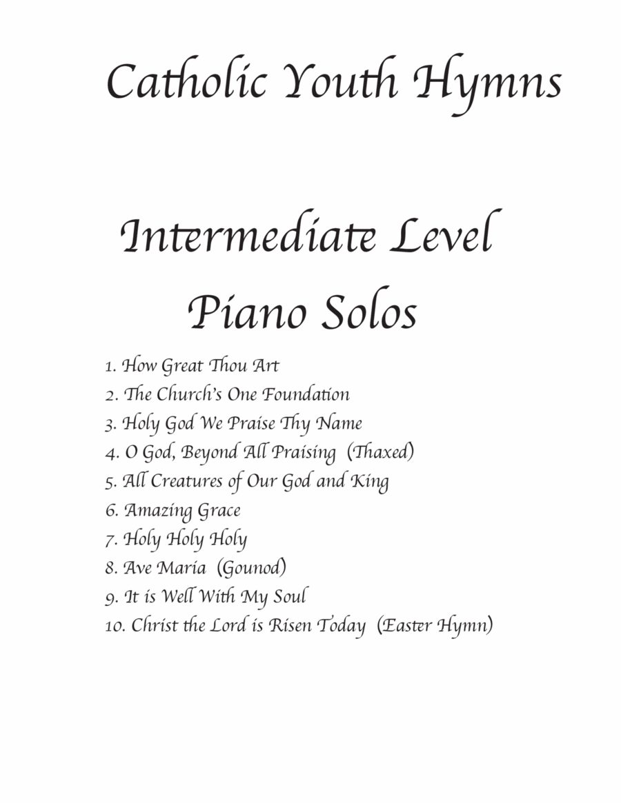 Catholic Youth Hymns for Piano Solo Intermediate Piano Solo scores gallery preview page 1