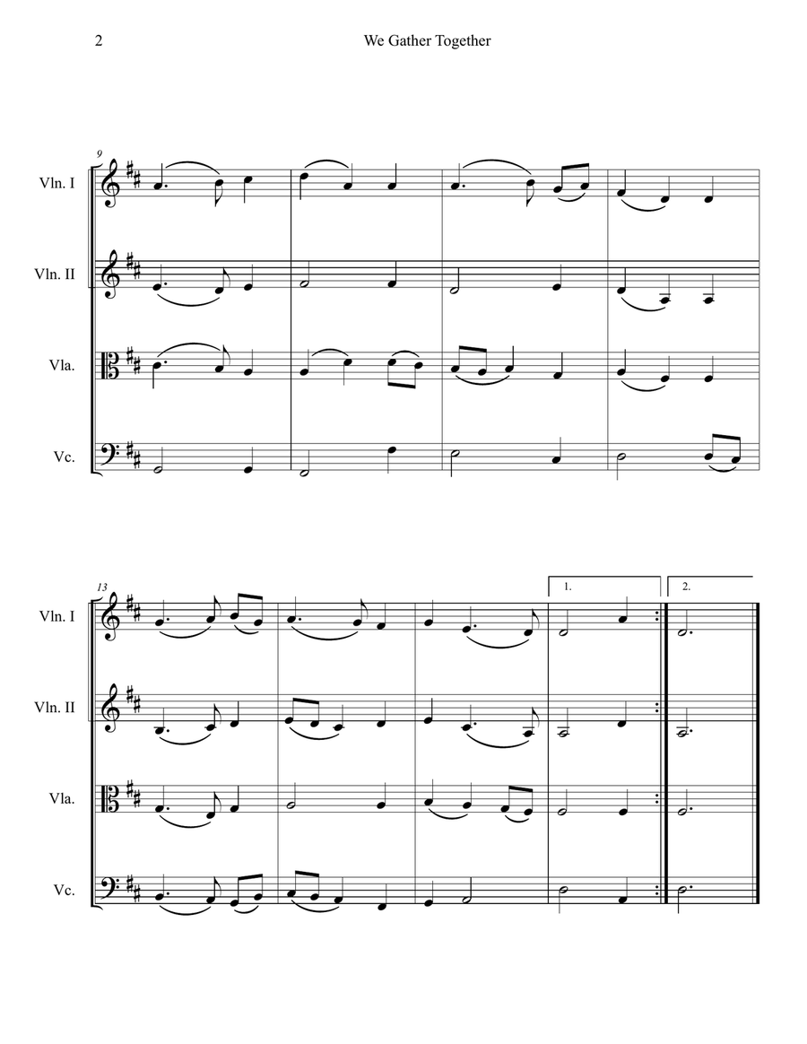 We Gather Together (String Quartet) String Quartet scores gallery preview page 2