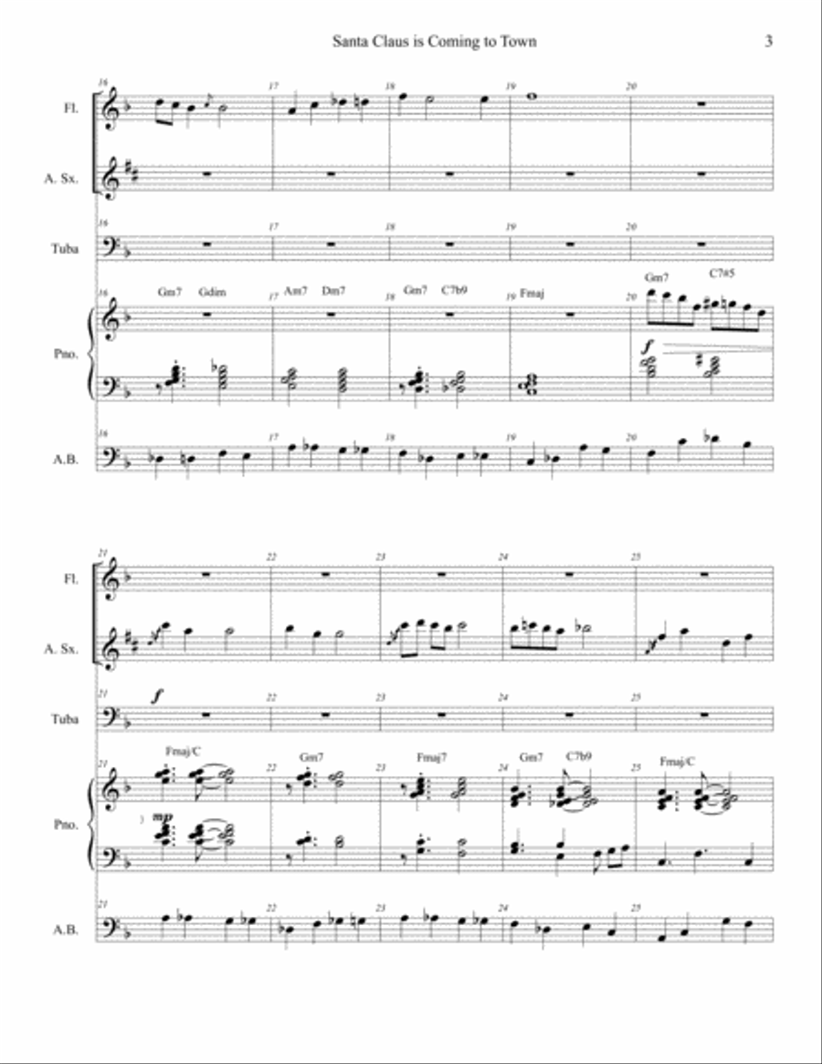 Santa Claus Is Comin' To Town Small Ensemble scores gallery preview page 3