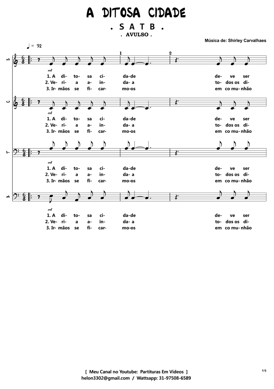 A Ditosa Cidade 4-Part scores gallery preview page 1