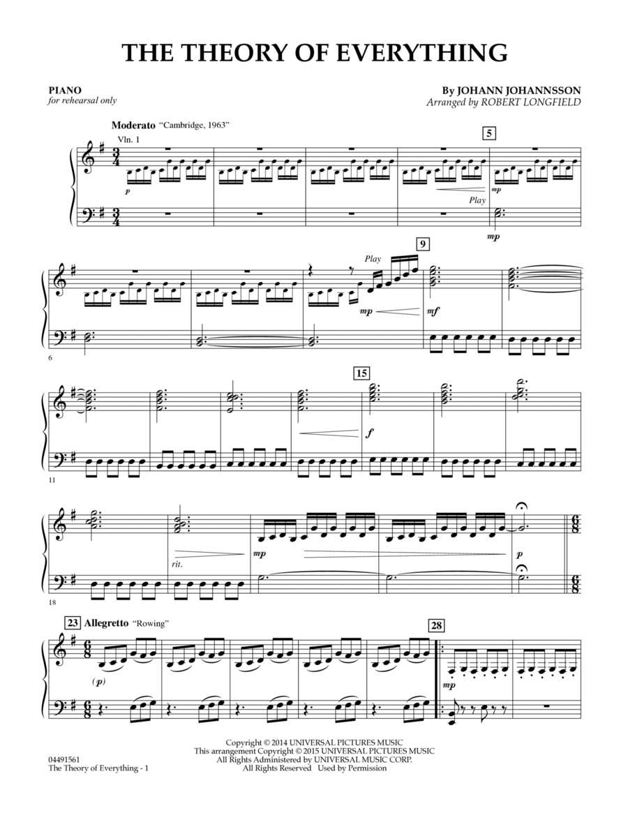 The Theory of Everything - Piano Piano scores gallery preview page 1