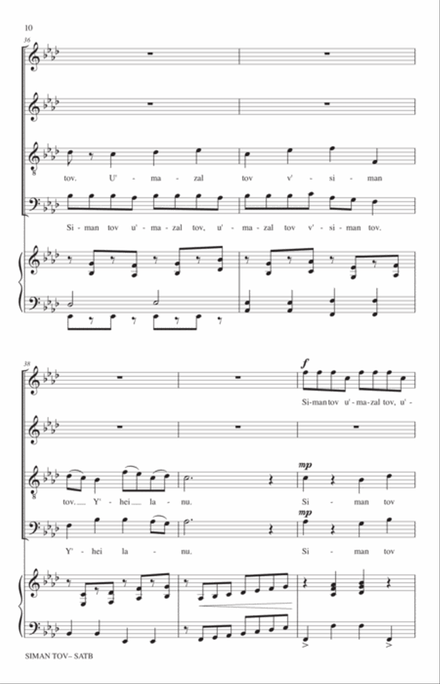 Siman Tov (A Good Sign) 4-Part scores gallery preview page 8