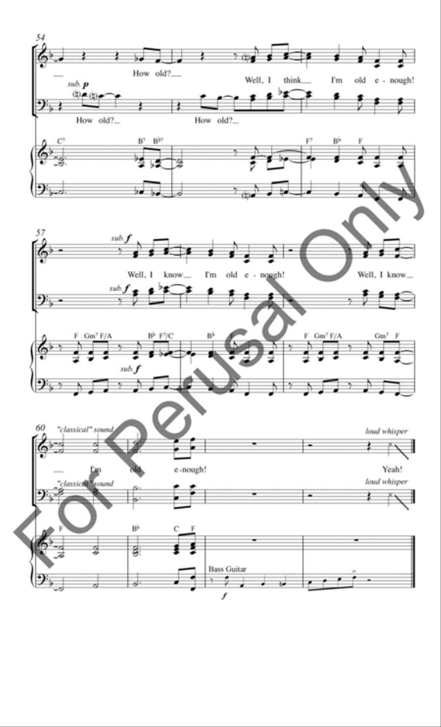 How Old Do Ya' Have To Be To Sing The Blues? 4-Part scores gallery preview page 7