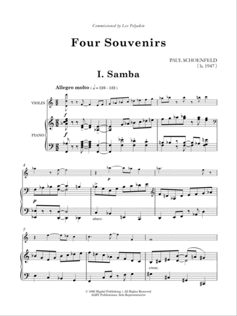 Four Souvenirs for Violin and Piano