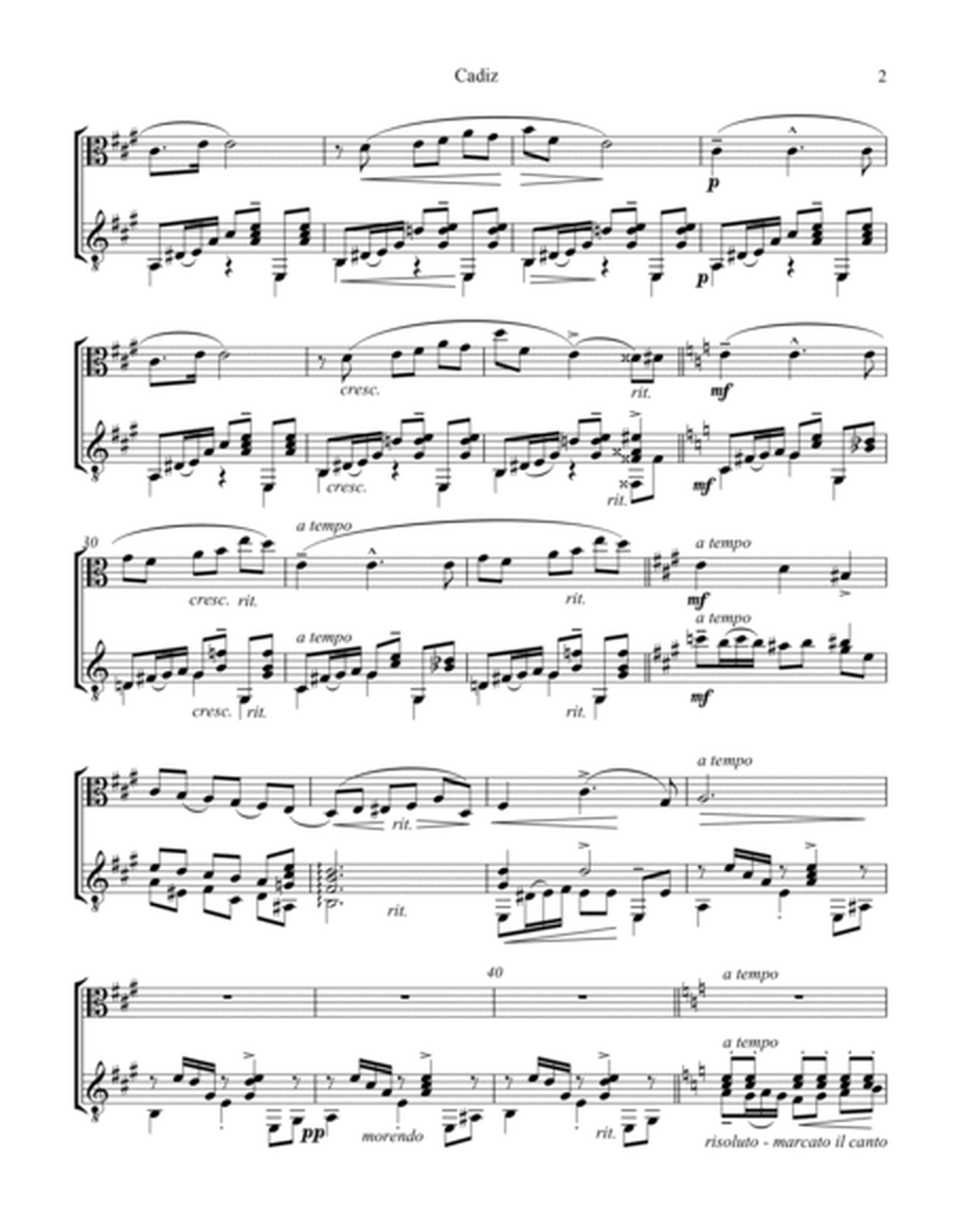 Cadiz Op. 47 No. 4 for viola and guitar image number null