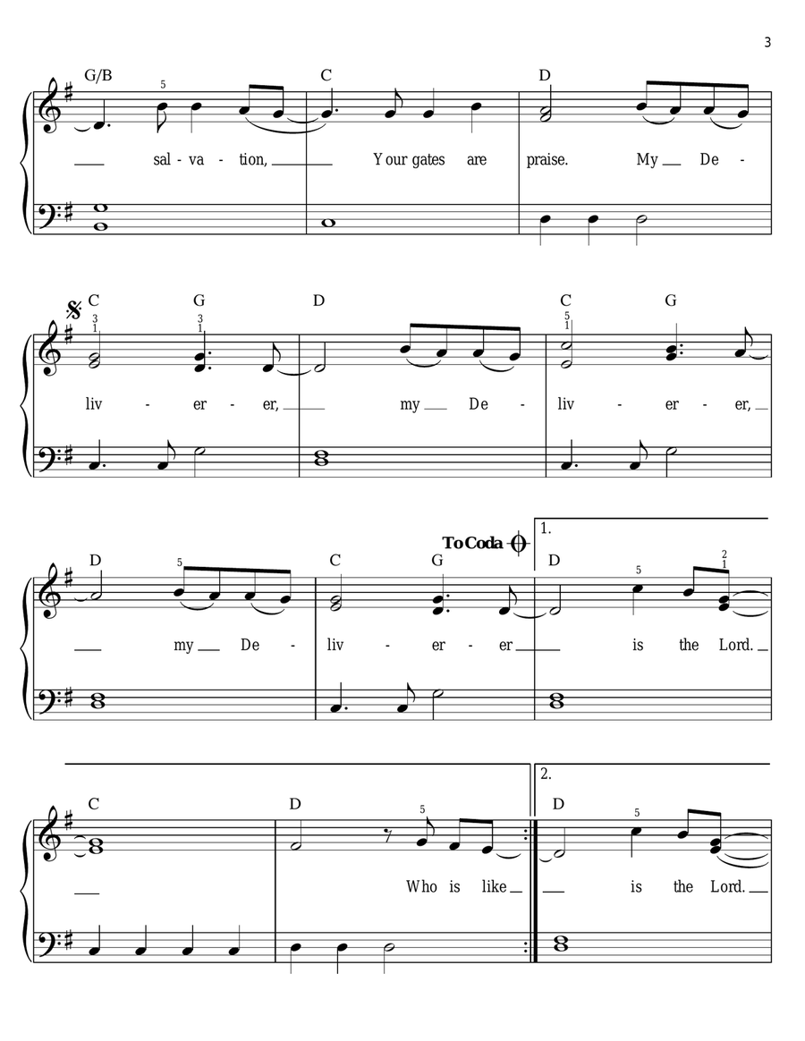 My Deliverer Easy Piano scores gallery preview page 3