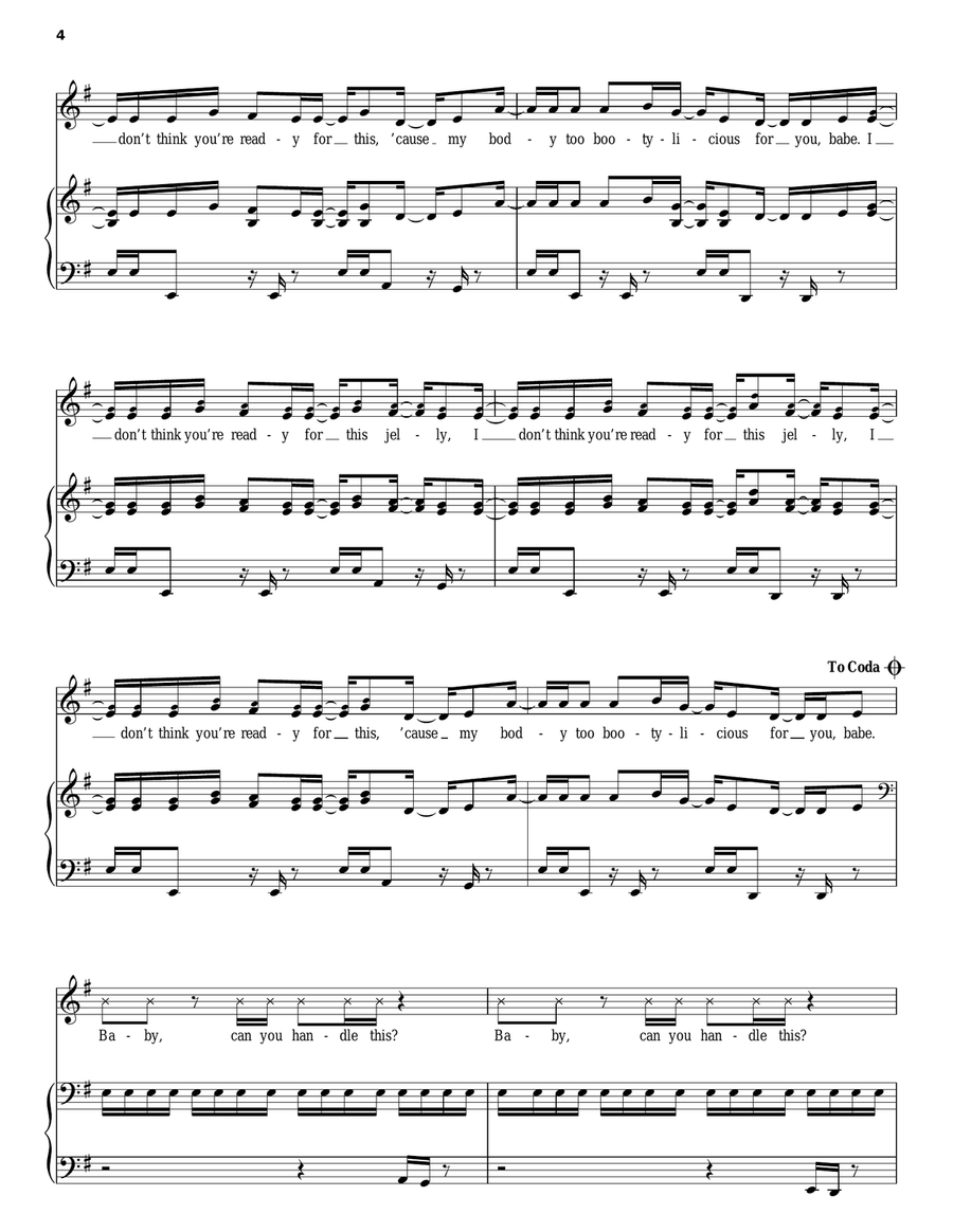 Bootylicious Piano, Vocal, Guitar scores gallery preview page 4