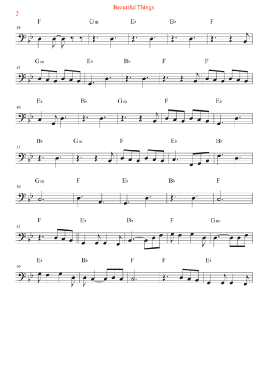 Beautiful Things Trombone Solo scores gallery preview page 2