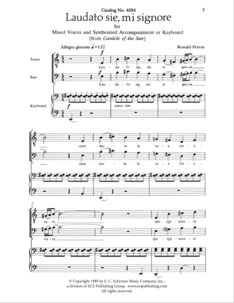 Laudato sie, mi signore from Canticle of the Sun 4-Part scores gallery preview page 2