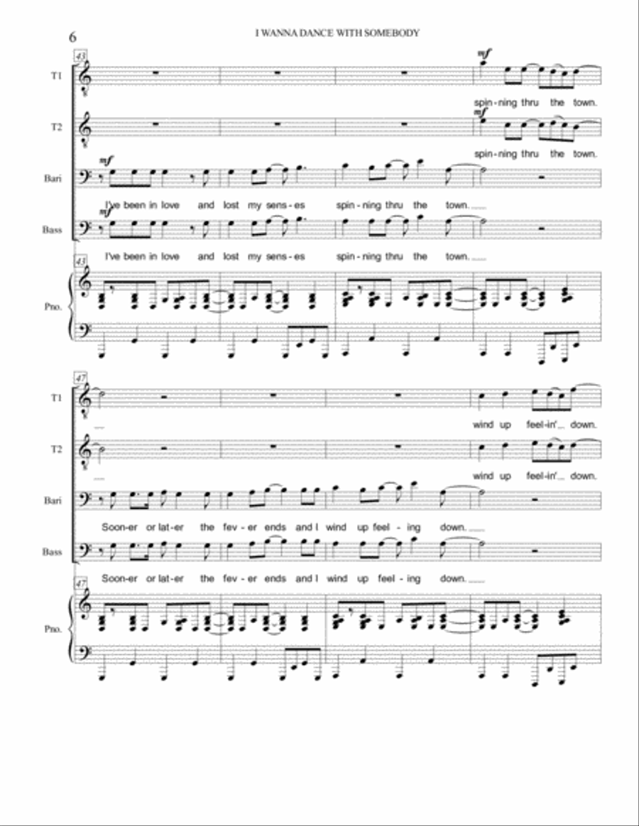 I Wanna Dance With Somebody TTBB scores gallery preview page 6