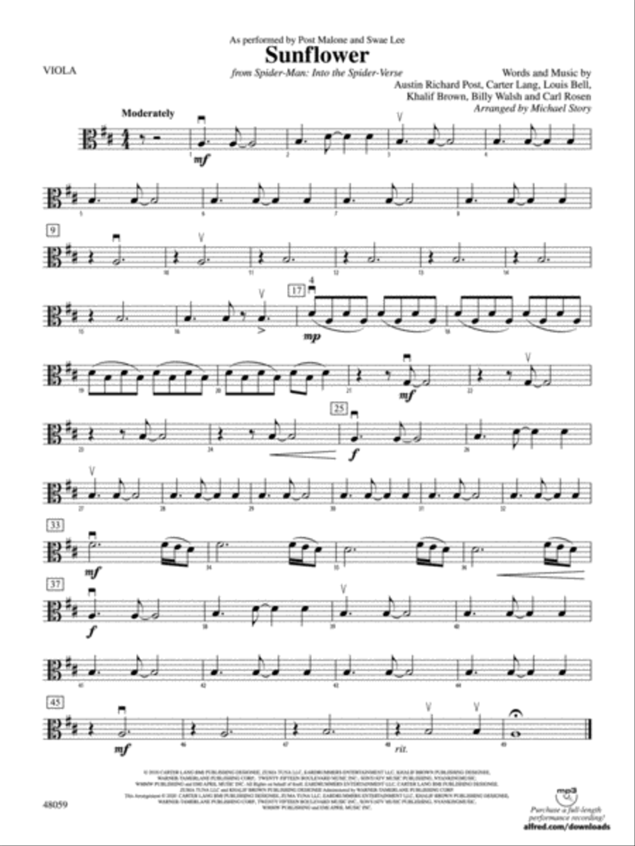 Sunflower: Viola String Orchestra scores gallery preview page 1