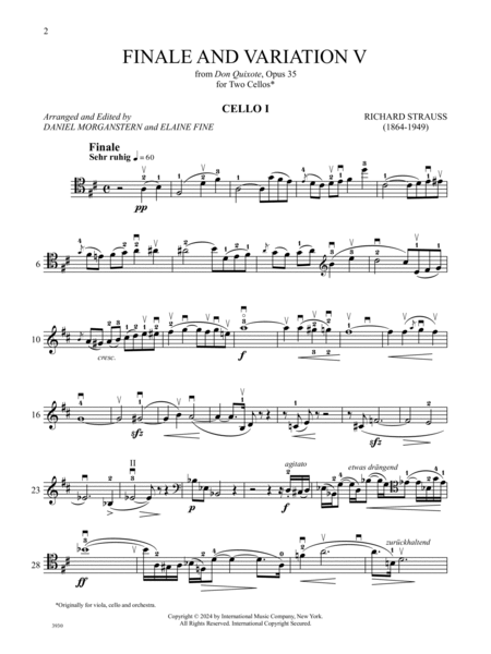 Finale and Variation V from Don Quixote, Opus 35, for Two Cellos