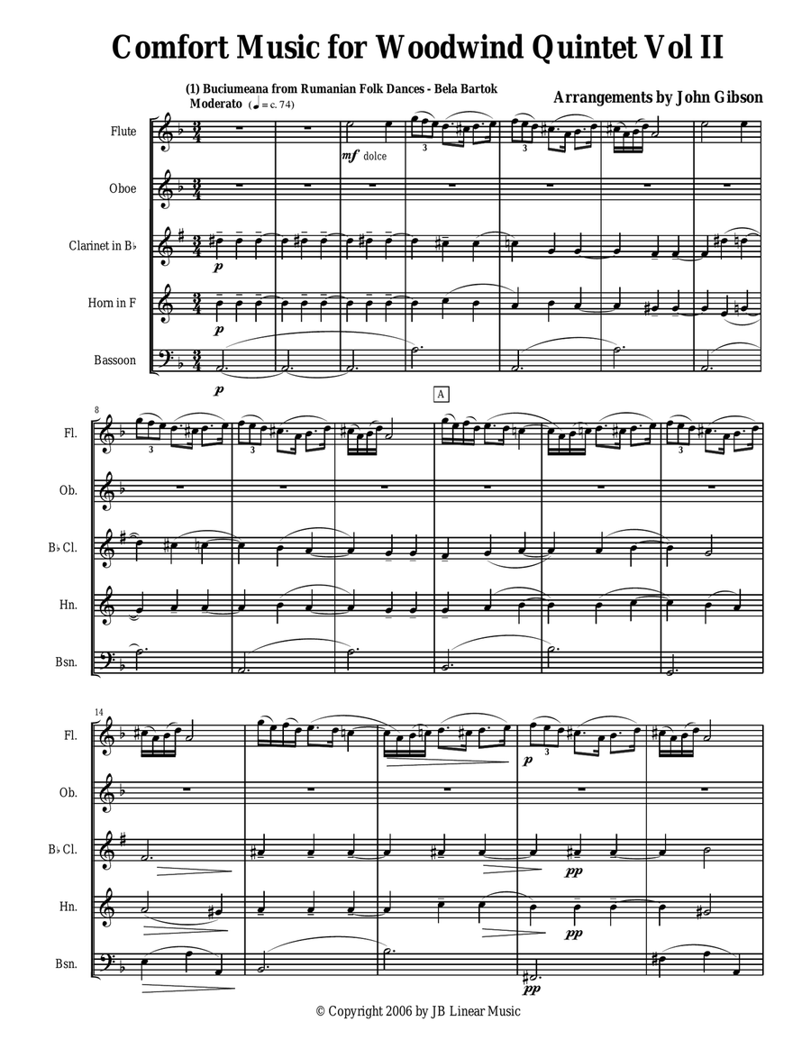 Comfort Music Vol. Two for woodwind quintet Woodwind Quintet scores gallery preview page 2