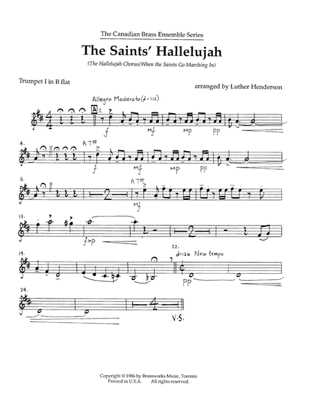 The Saints' Hallelujah - Bb Trumpet 1 (Brass Quintet)