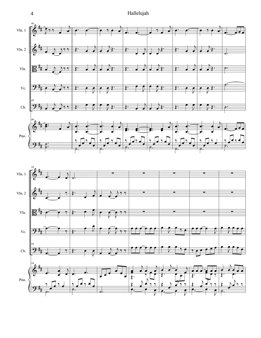 Hallelujah Hallelujah String Quartet scores gallery preview page 4