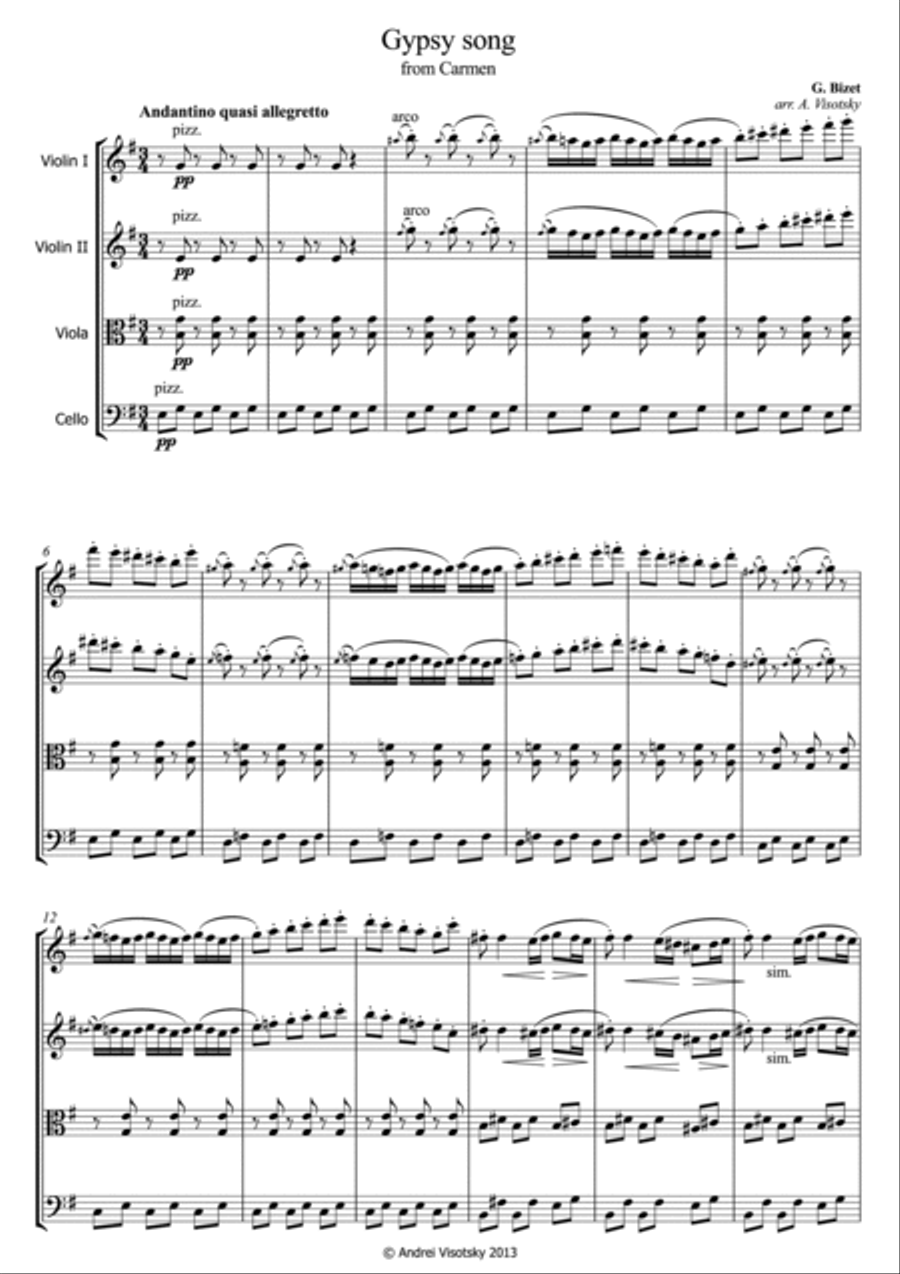 Carmen Suite Carmen Suite String Quartet scores gallery preview page 3
