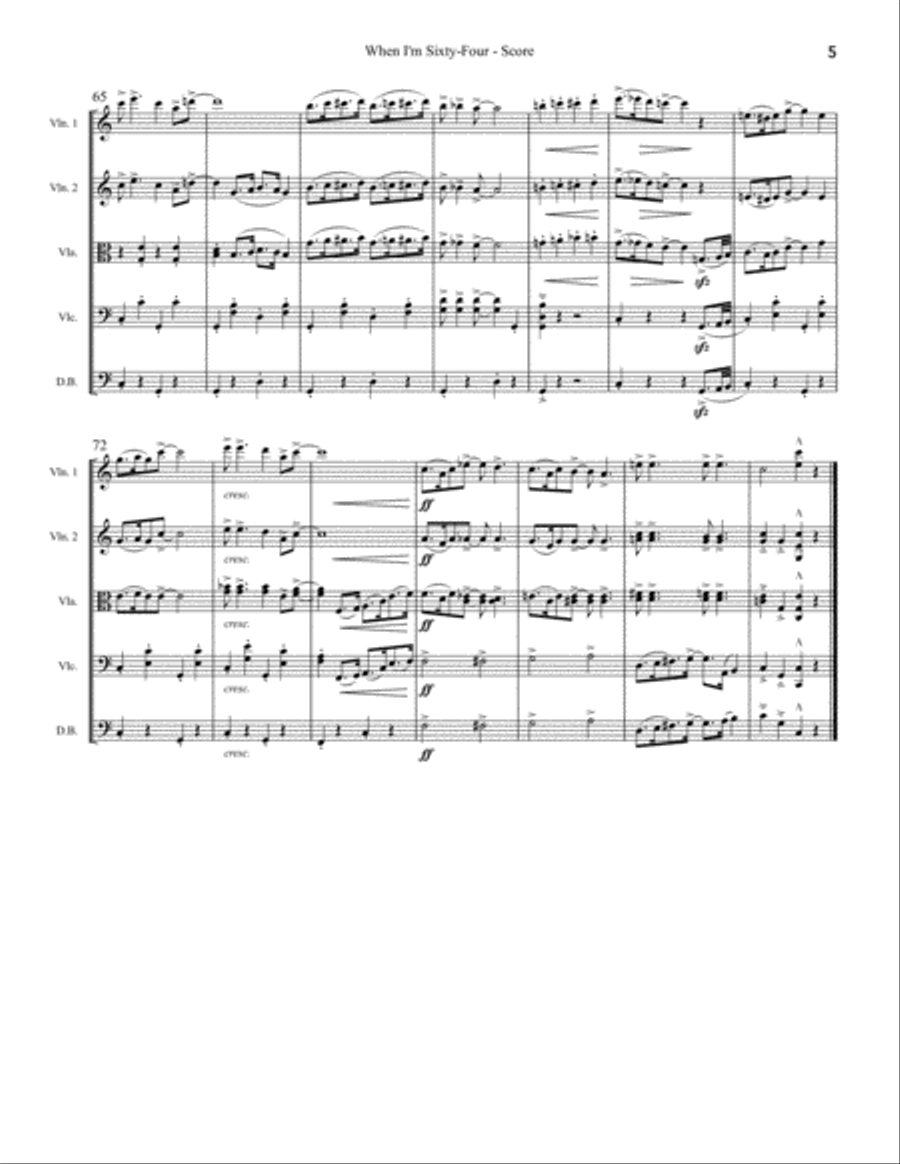 When I'm Sixty-Four String Orchestra scores gallery preview page 5