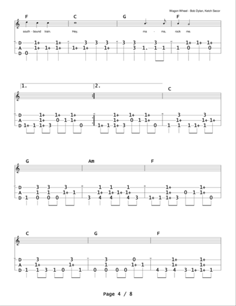 Wagon Wheel Dulcimer scores gallery preview page 4