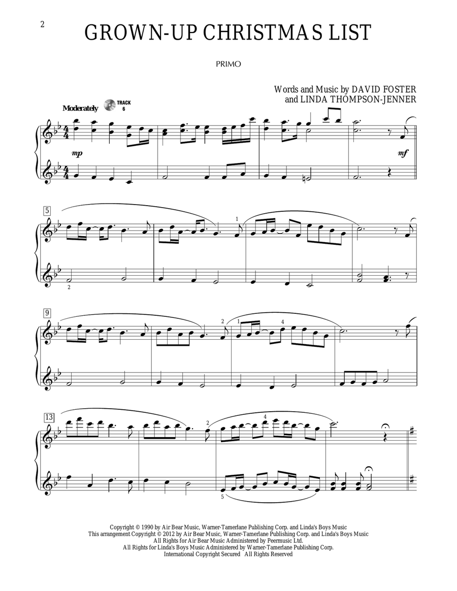 Grown-Up Christmas List Piano Duet scores gallery preview page 2
