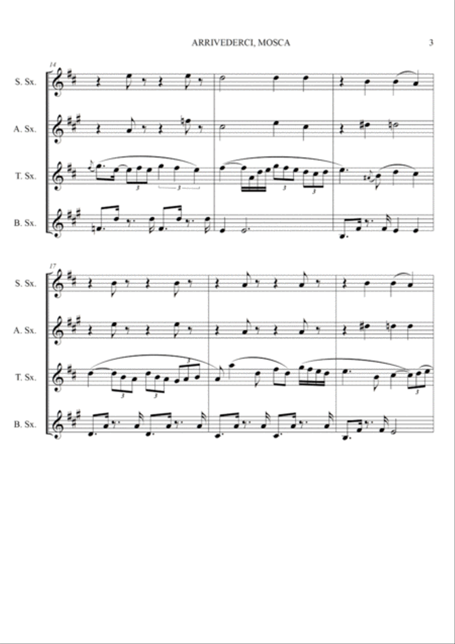 Arrivederci, Mosca! for Saxophone Quartet Saxophone Quartet scores gallery preview page 3
