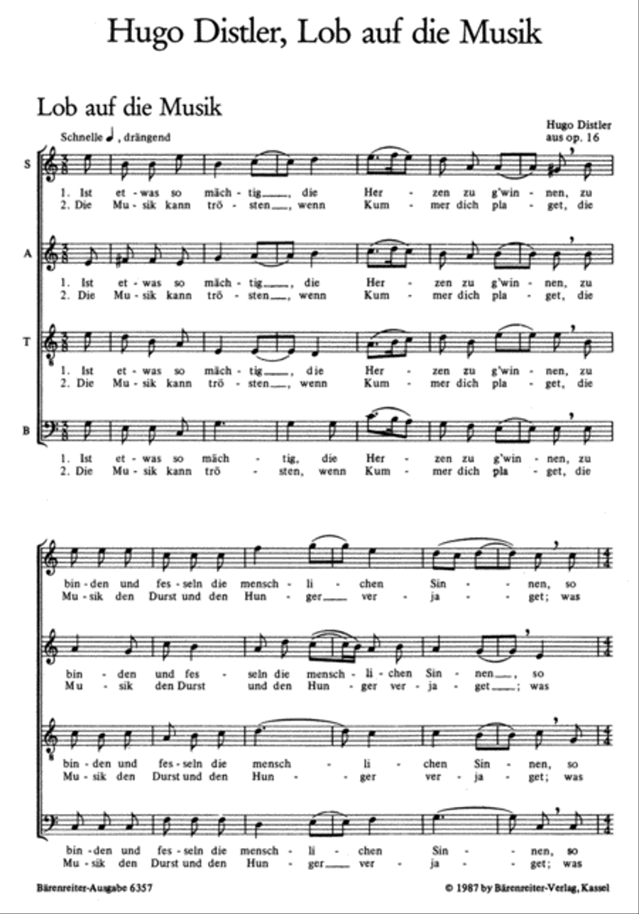 Lob auf die Musik, Op. 16 4-Part scores gallery preview page 2