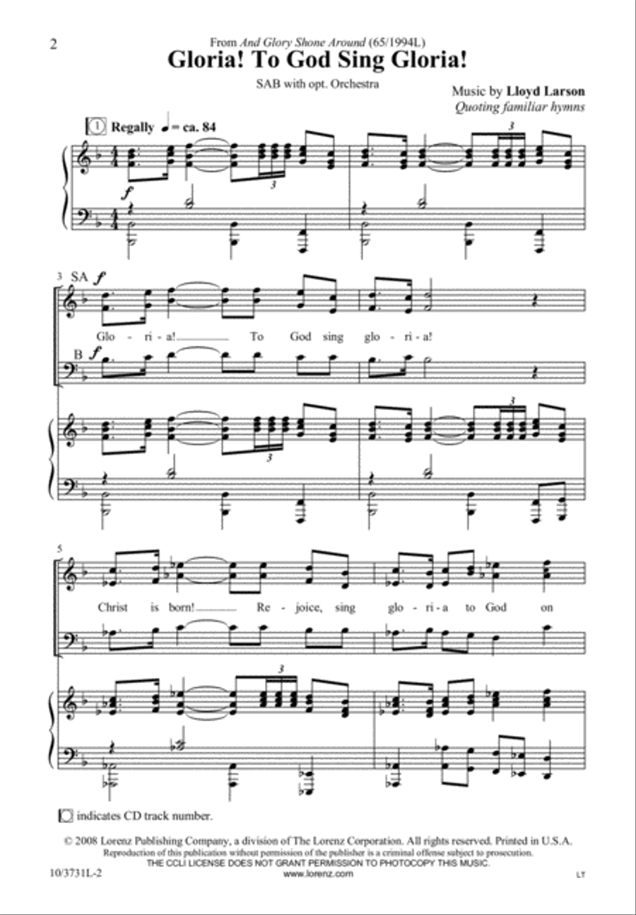 Gloria! To God Sing Gloria! 3-Part scores gallery preview page 2
