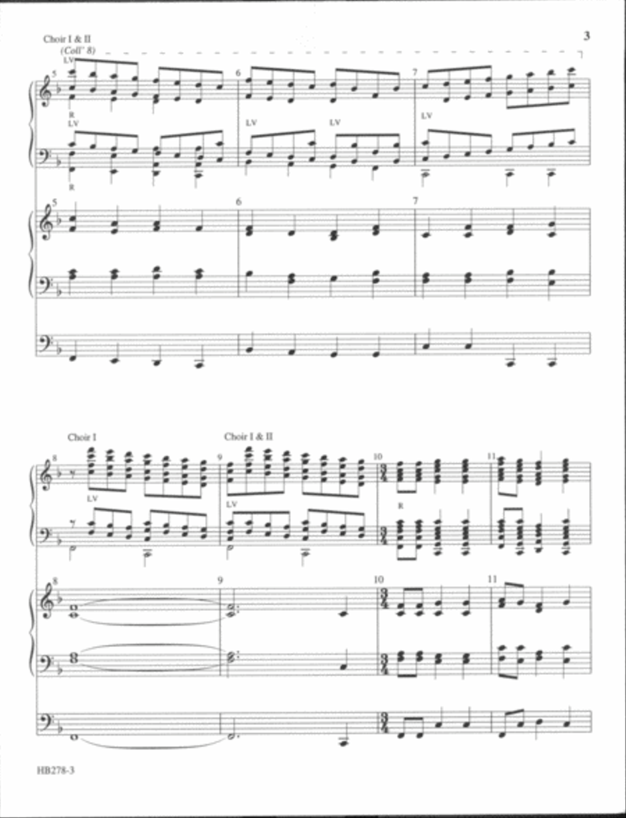Joyous Overture on AZMON and DUKE STREET - handbell choir I and II score Handbell Choir scores gallery preview page 3