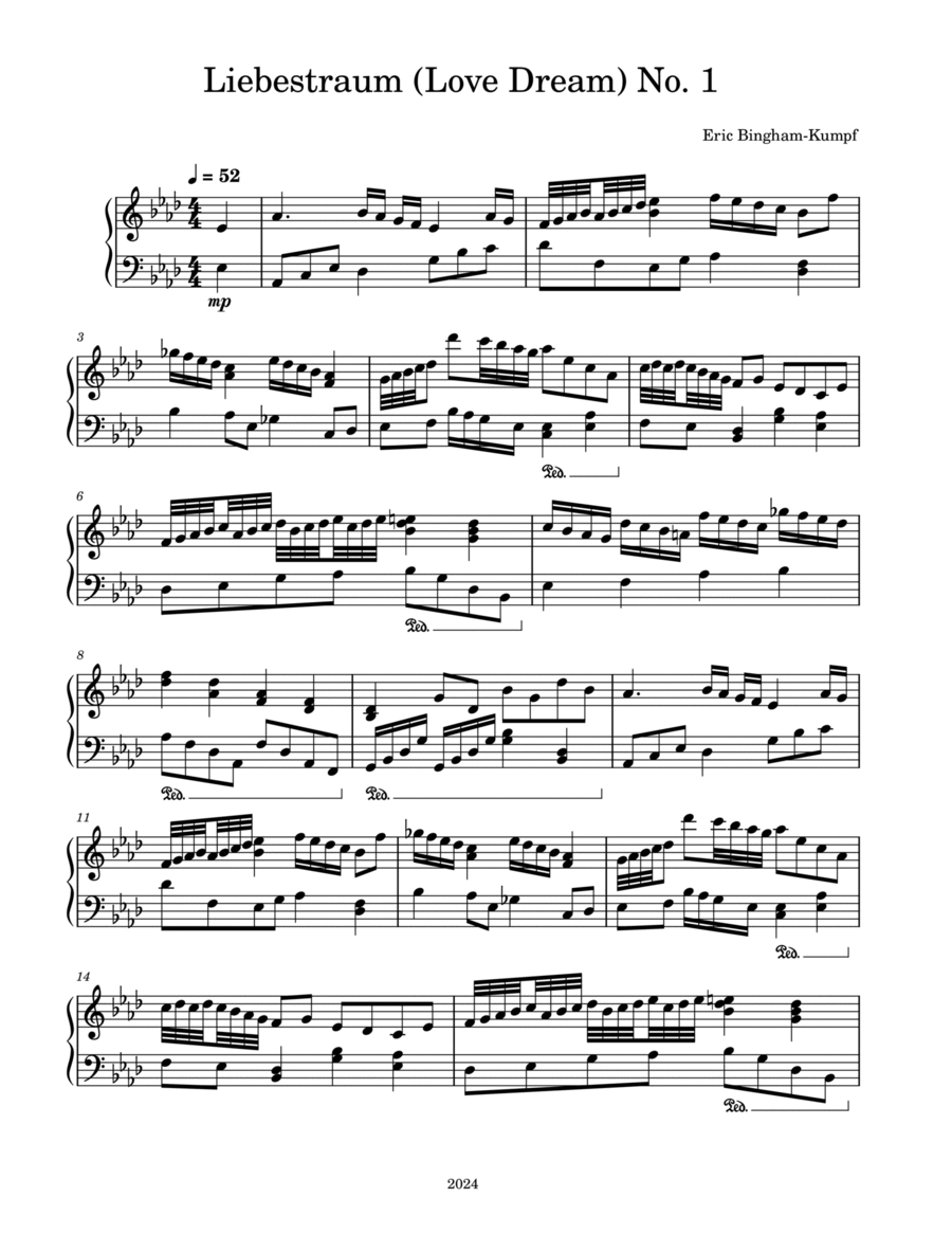 Liebestraum (Love Dream) No. 1 Piano Solo scores gallery preview page 1
