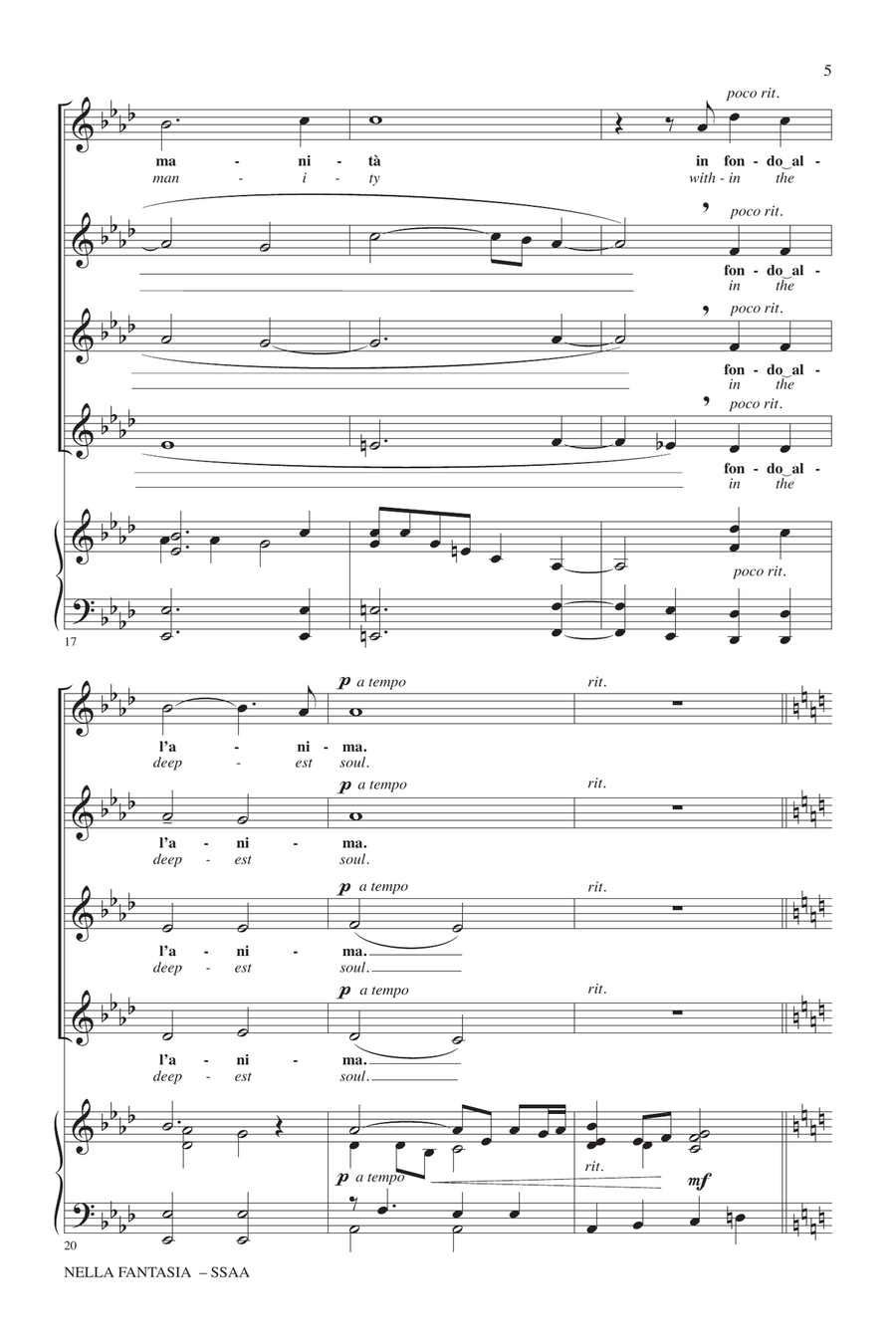 Nella Fantasia (In My Fantasy) (arr. Audrey Snyder) SSAA scores gallery preview page 3