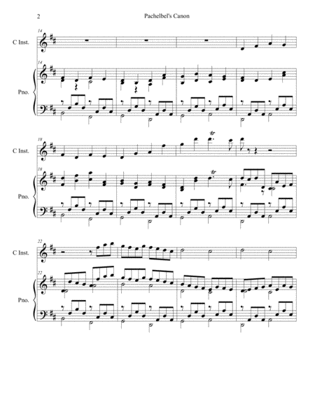Pachelbel's Canon (Wedding Arrangement: C-Instrument Solo with Piano Accompaniment) image number null
