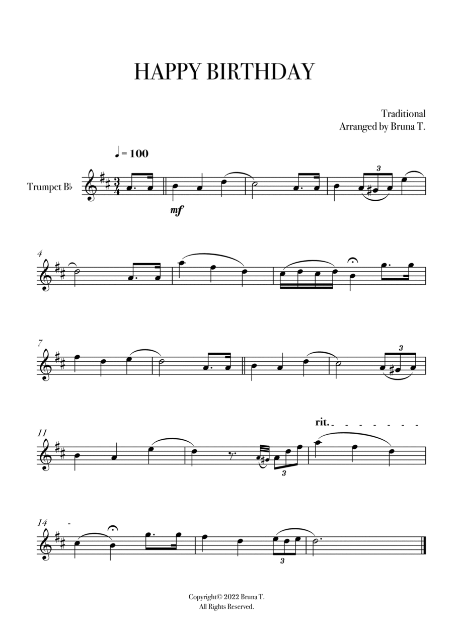 Happy Birthday (Trumpet) C Trumpet scores gallery preview page 1