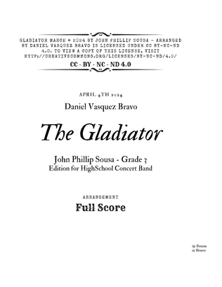 Book cover for The Gladiator - Score and Parts - Score Only