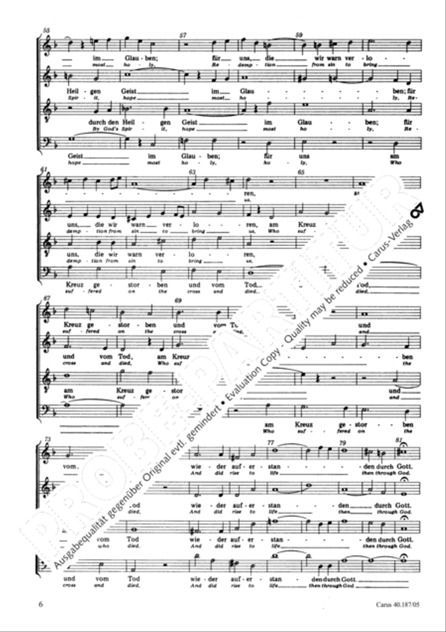 We all believe in one true God (Wir glauben all an einen Gott) 4-Part scores gallery preview page 7