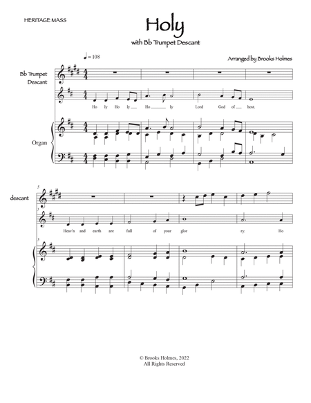 Heritage Mass Parts, "Holy" Trumpet Descant & Organ image number null