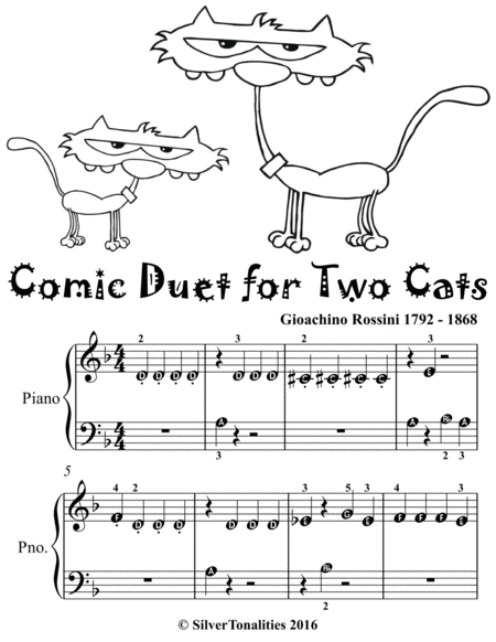 Comic Duet for Two Cats Beginner Piano Sheet Music 2nd Edition