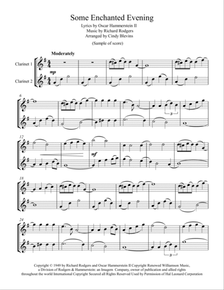Some Enchanted Evening Clarinet Duet scores gallery preview page 2