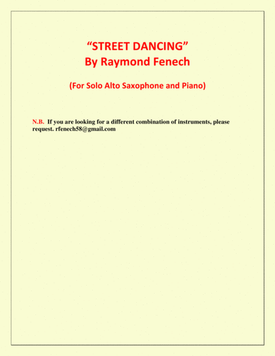 "Street Dancing" - For Solo Alto Sax and Piano - Early Intermediate/ Intermediate level image number null