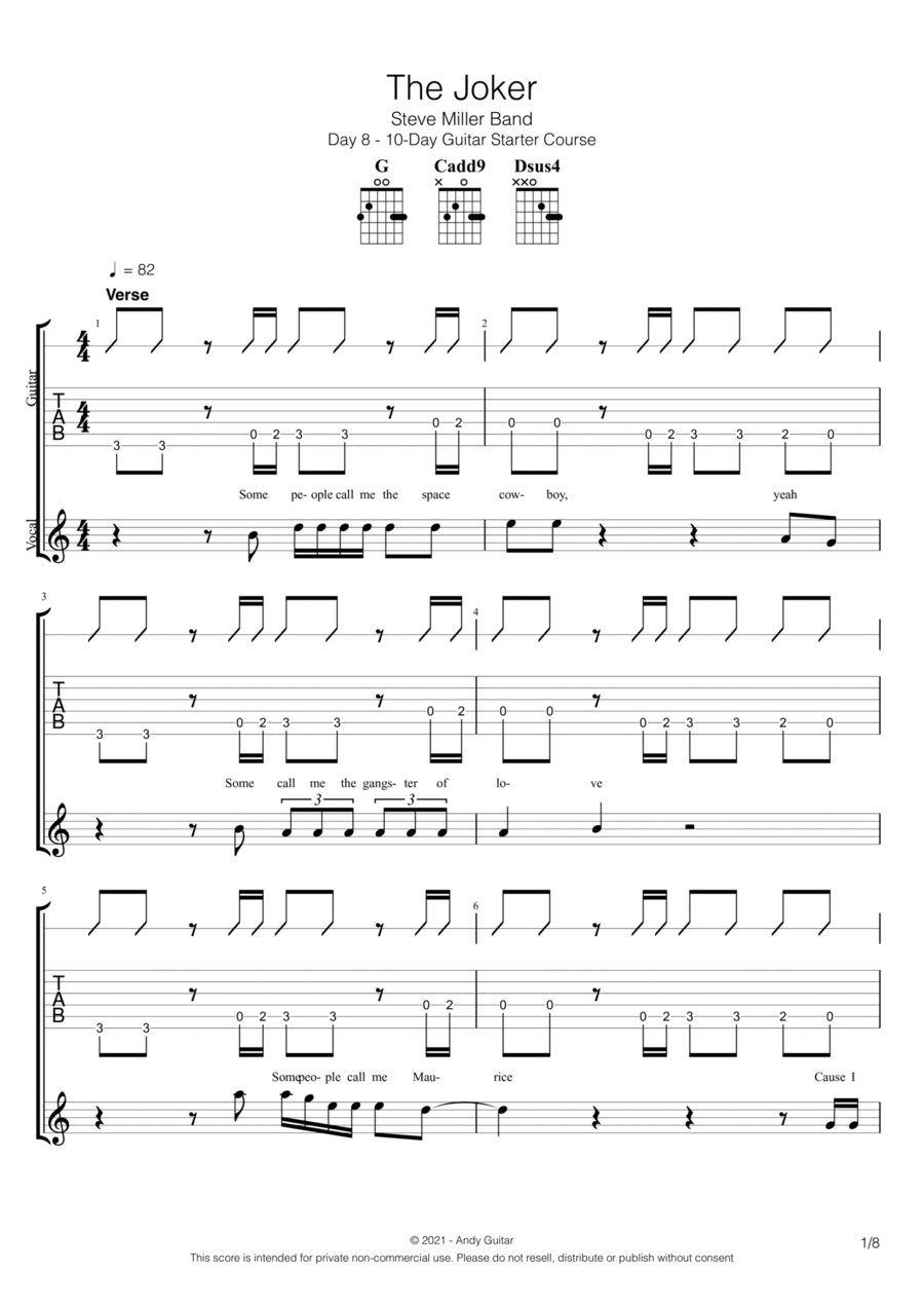 The Joker Guitar scores gallery preview page 1