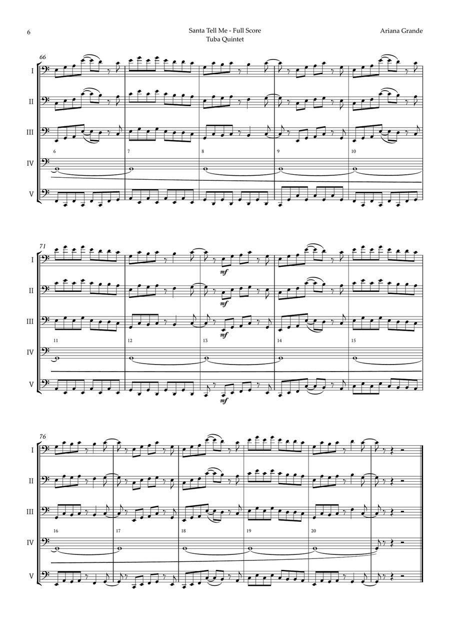 Santa Tell Me Brass Quintet scores gallery preview page 6