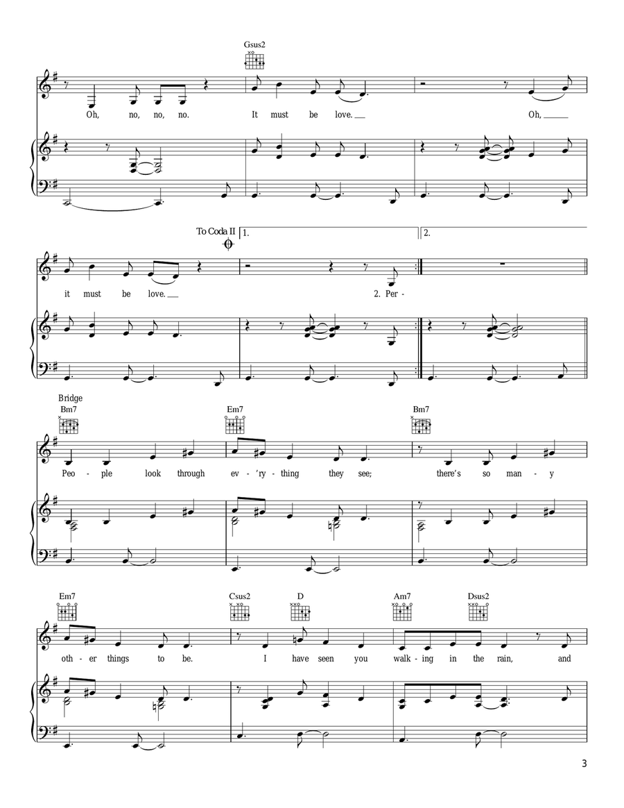 It Must Be Love Piano, Vocal, Guitar scores gallery preview page 3